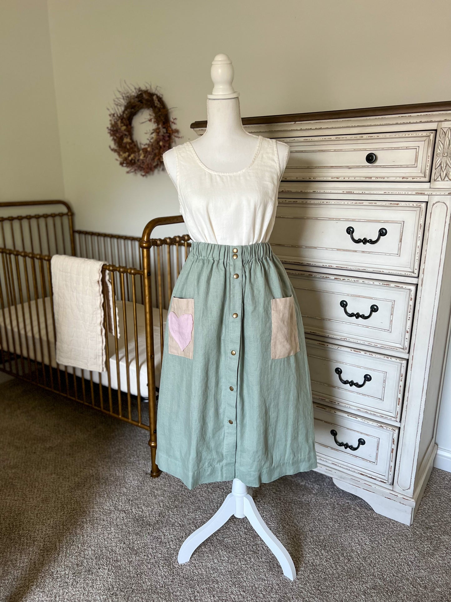 Exclusive Not Perfect Linen Marseille Skirt - Succulent Green