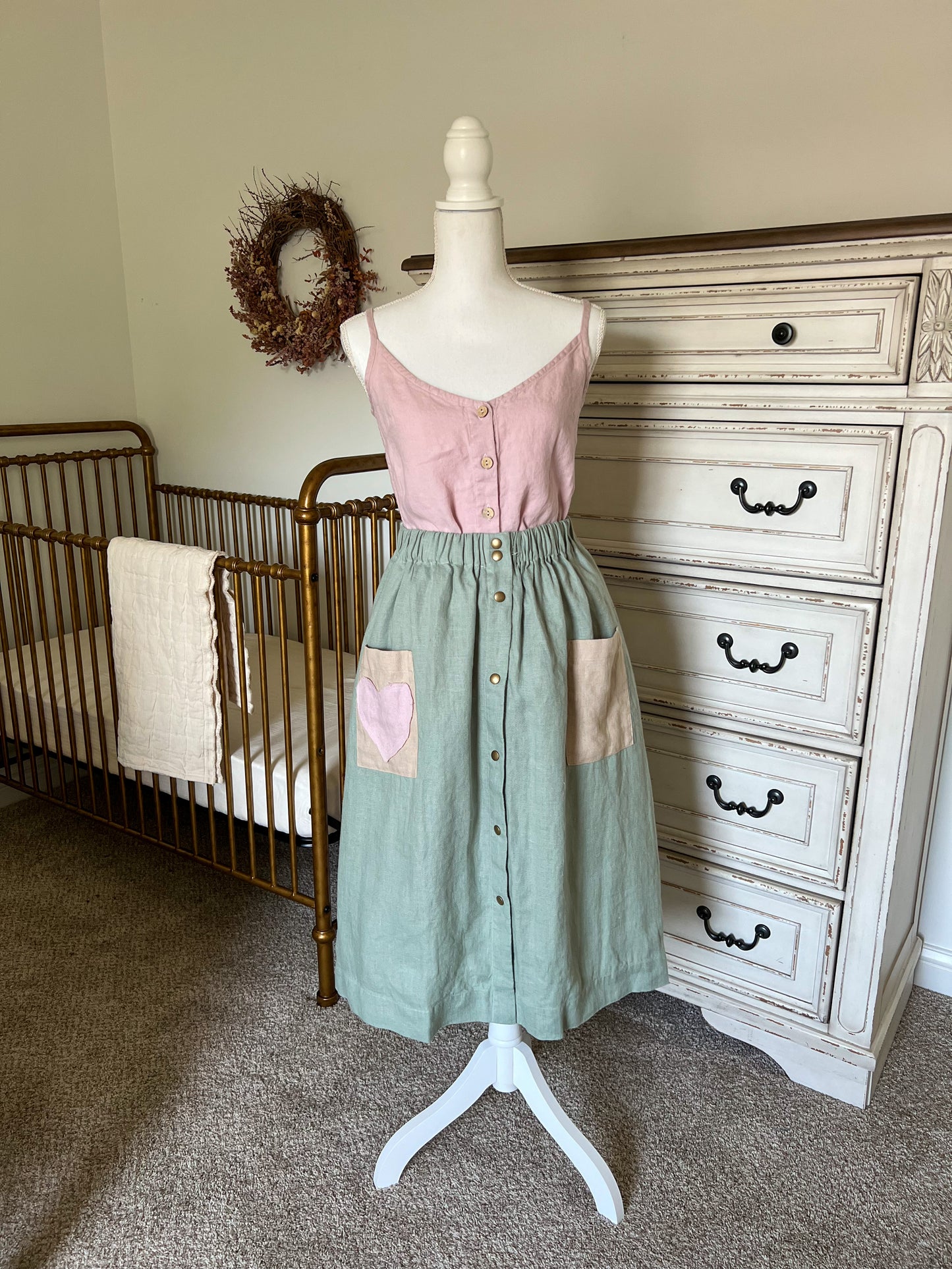 Exclusive Not Perfect Linen Marseille Skirt - Succulent Green