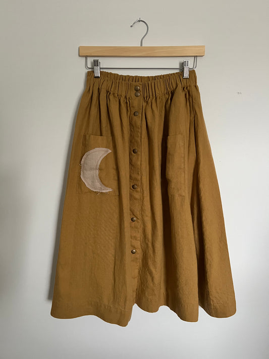 Exclusive Not Perfect Linen Marseille Skirt - Amber Yellow (1S/M & 2 XL left)