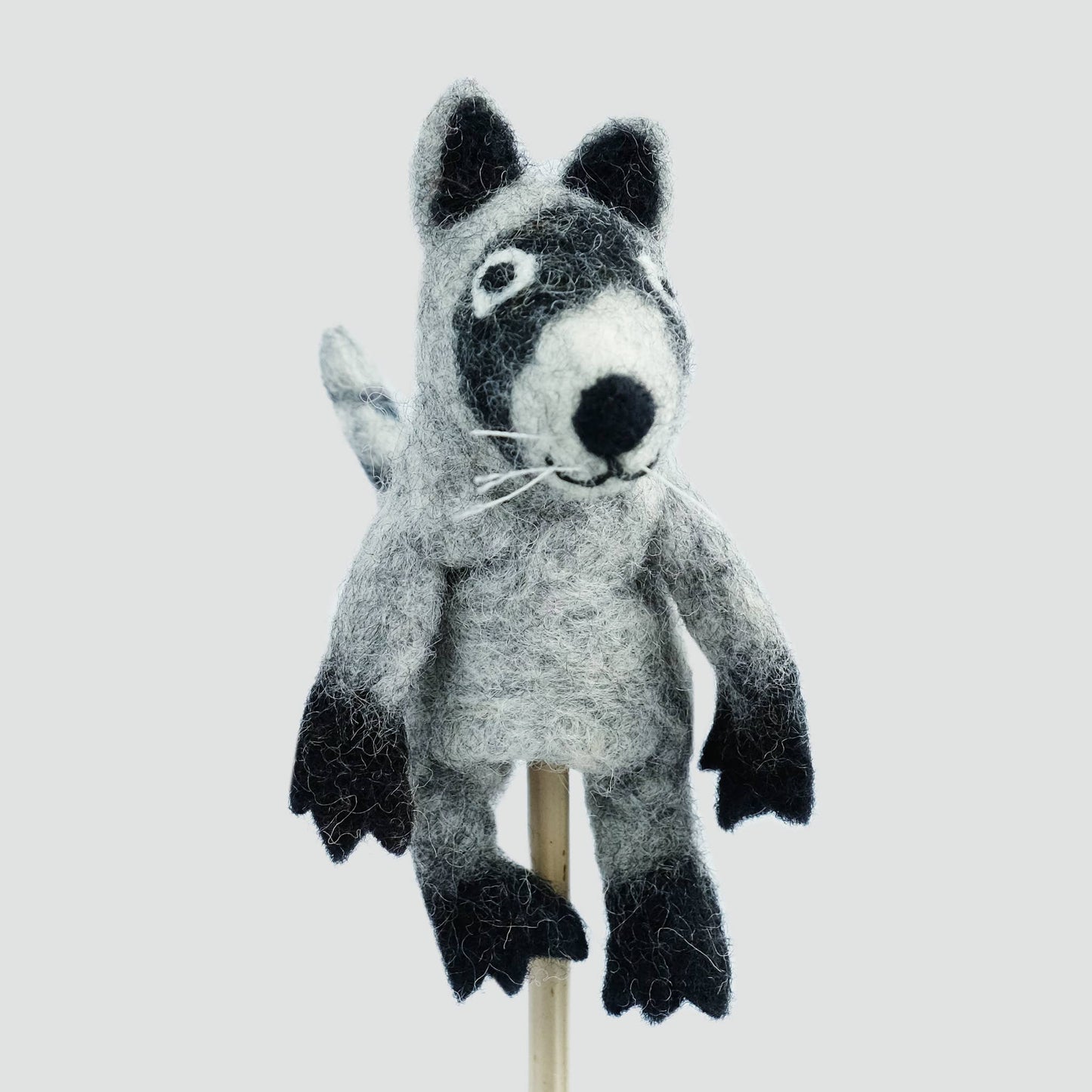 Handmade Felt Raccoon Finger Puppet