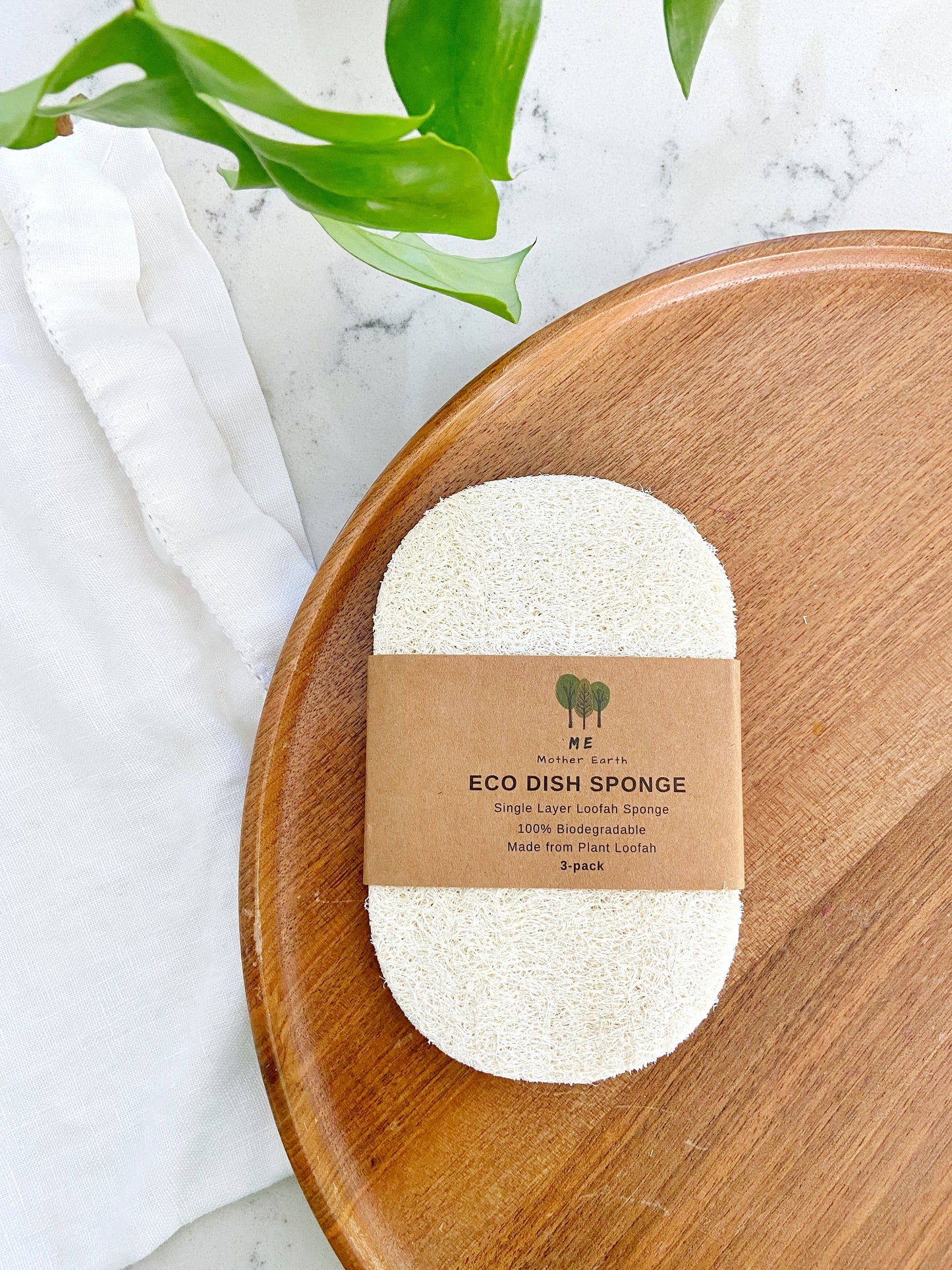 Me Mother Earth - Loofah Dish Sponge: Single Layer 3-Pack