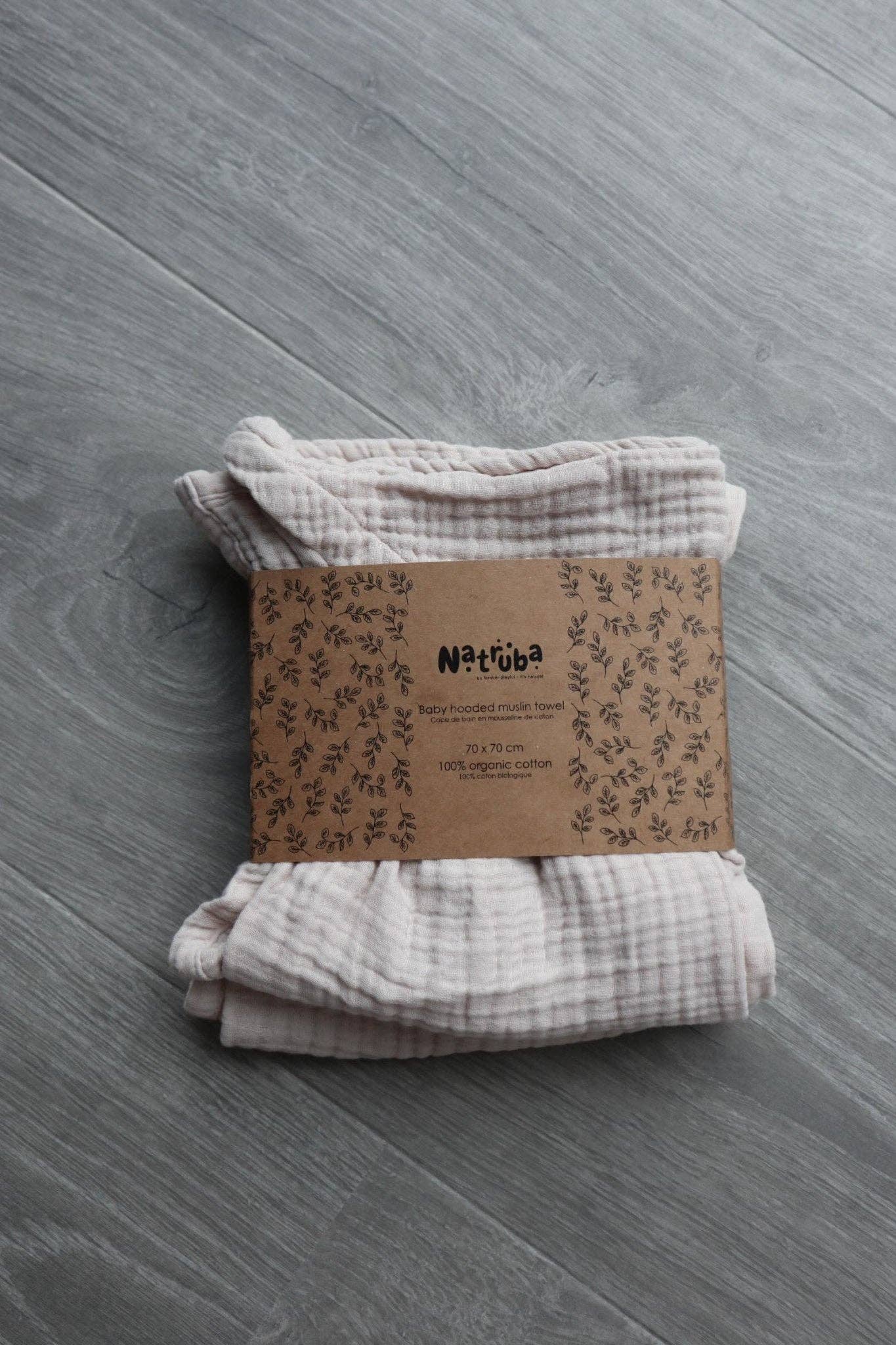 Muslin baby hooded bathtowel Creme