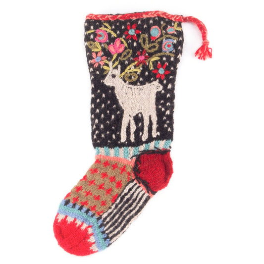Reindeer - wool knit Christmas Stocking