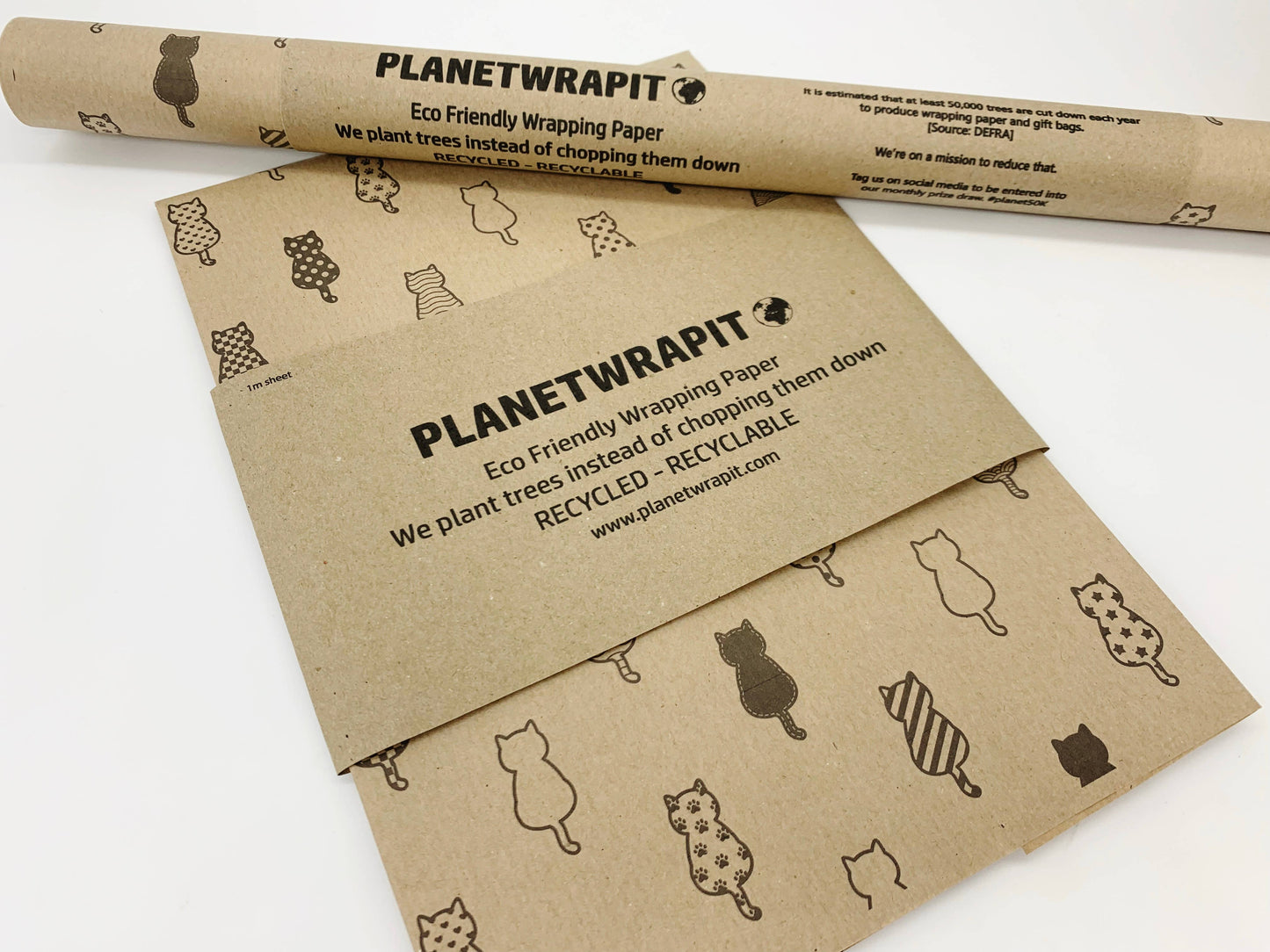 PlanetWrapIt - Cats Recycled Eco Kraft Wrapping Paper