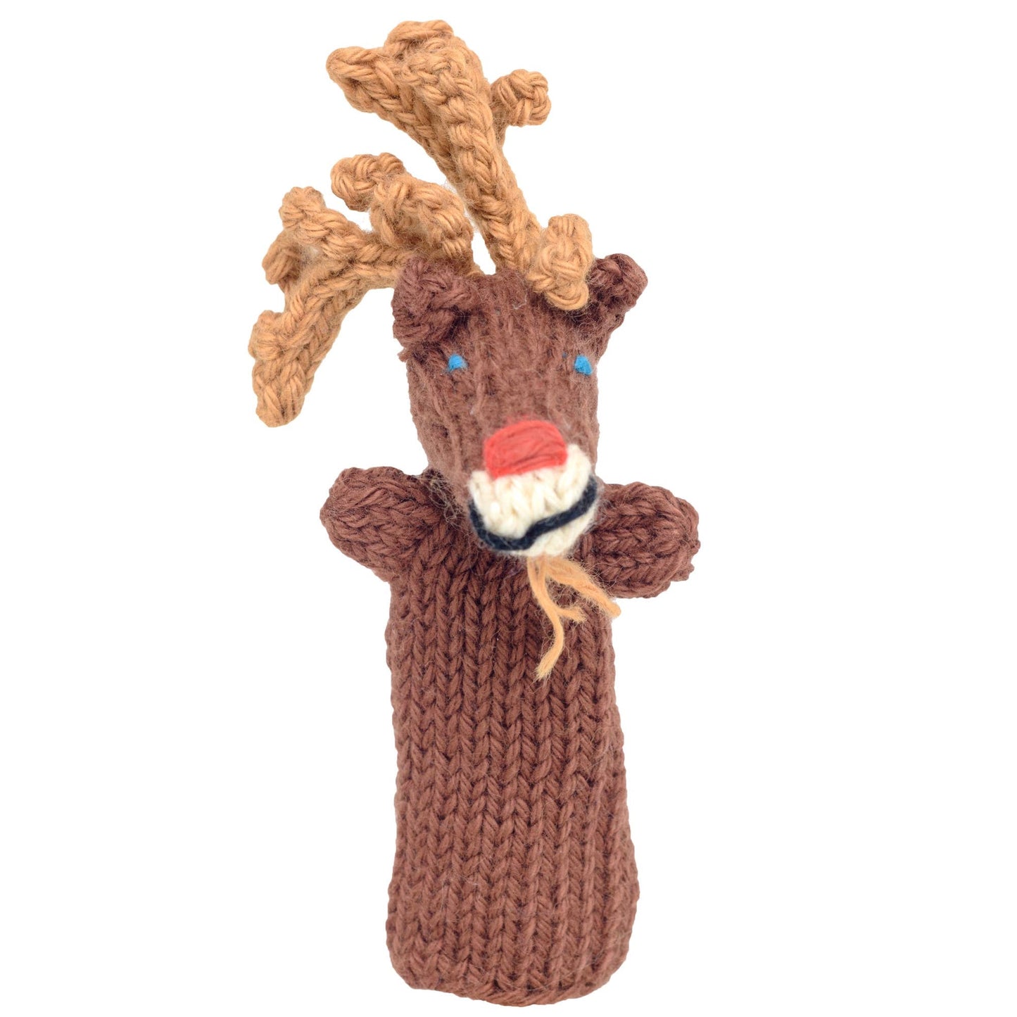 Rudolph reindeer- Bright Organic Cotton, Christmas Finger Puppet