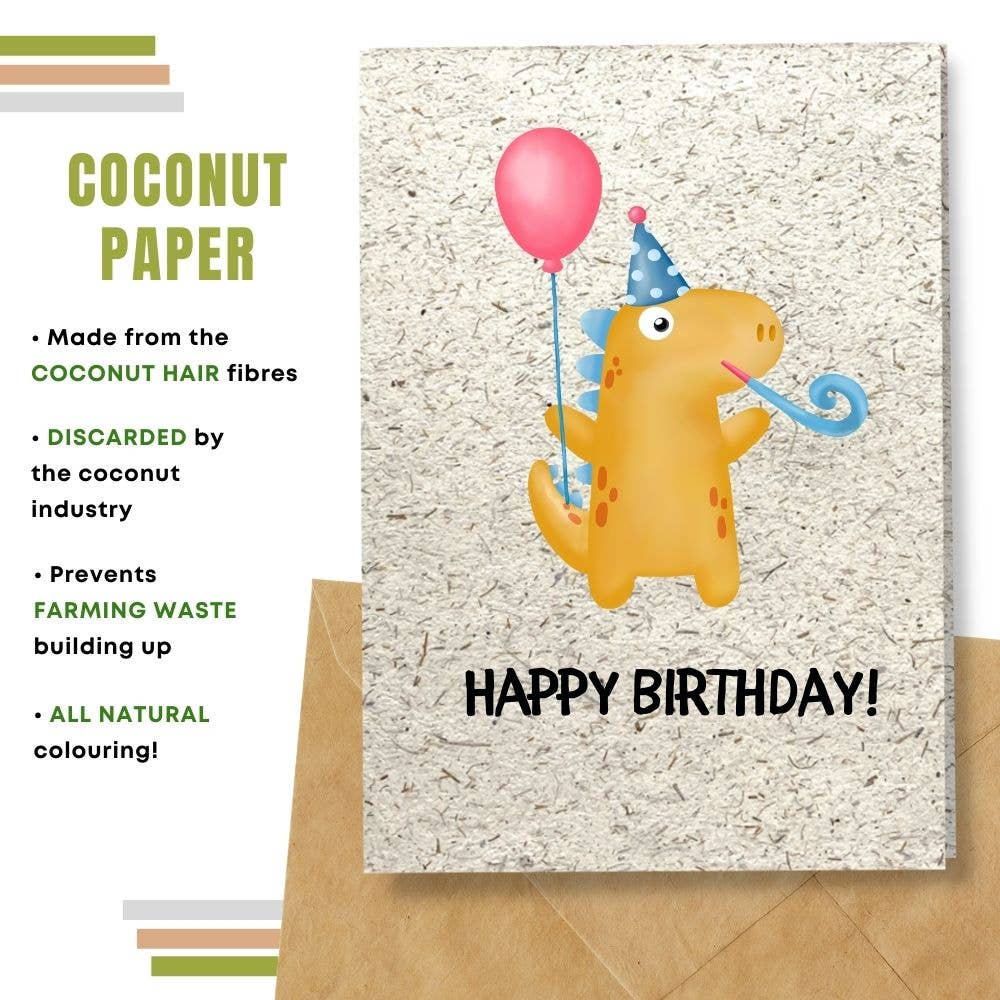 Orange Dino Birthday Card