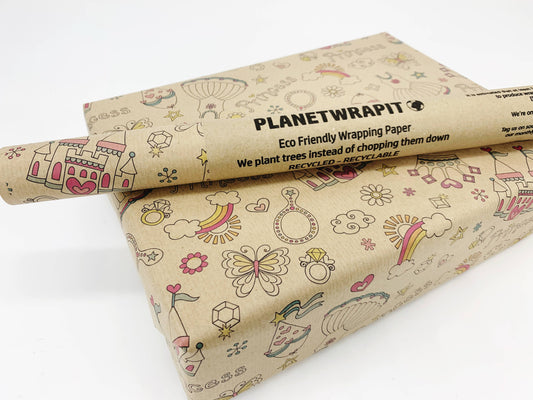 PlanetWrapIt - Princess Recycled Eco Kraft Wrapping Paper