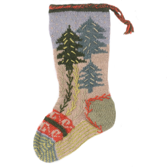 Pine Forest - wool knit Christmas stocking