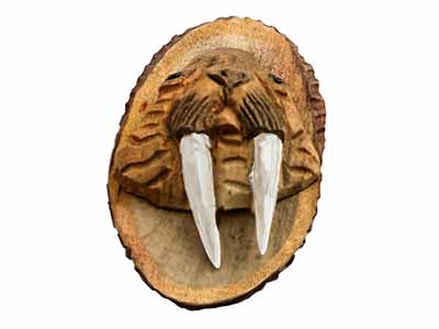 Walrus Wooden Hand Carved Wildlife Magnet