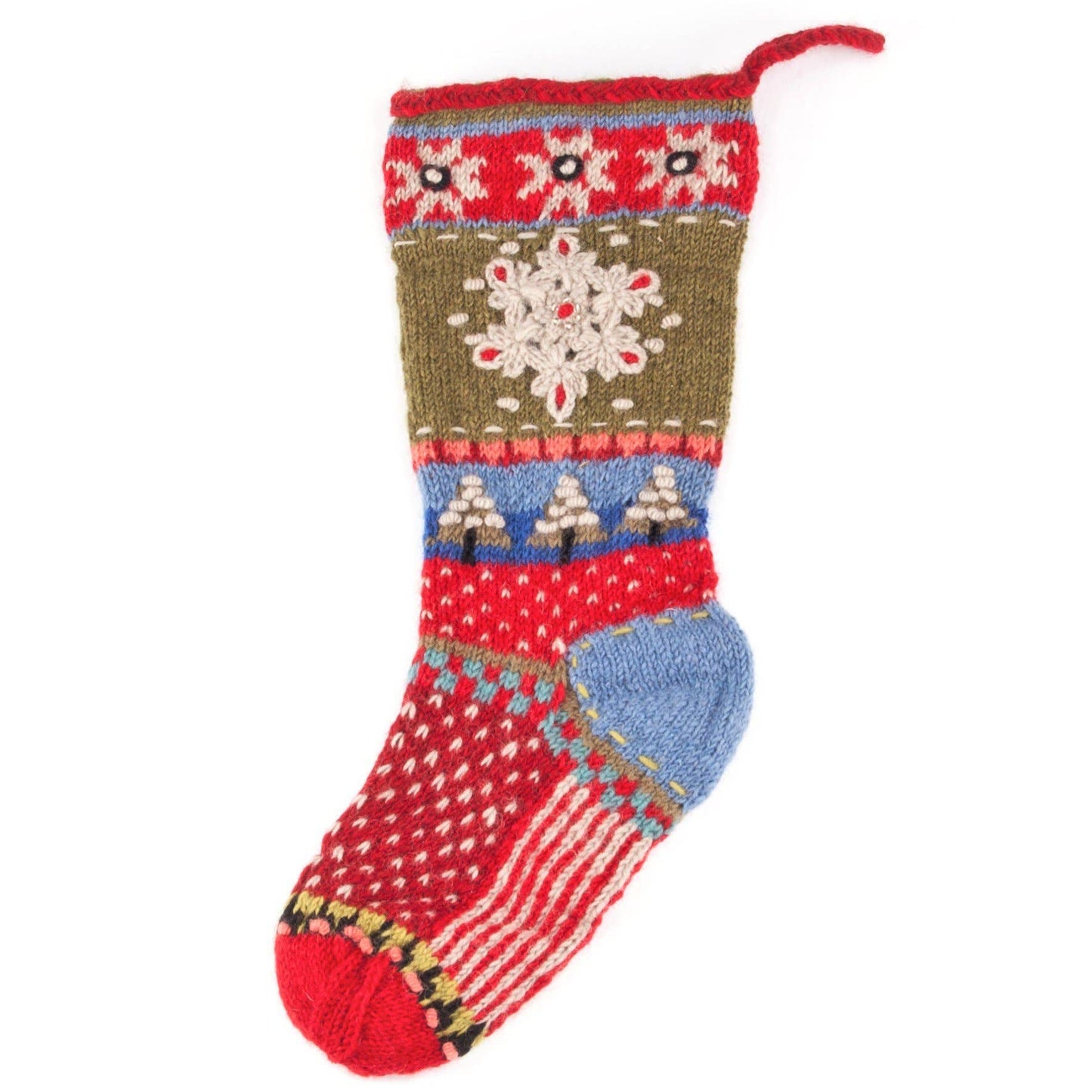 Snowflake - wool knit Christmas Stocking