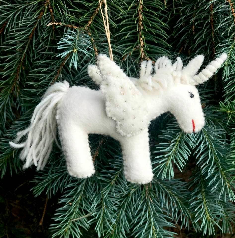 Handmade Felted Unicorn Ornament