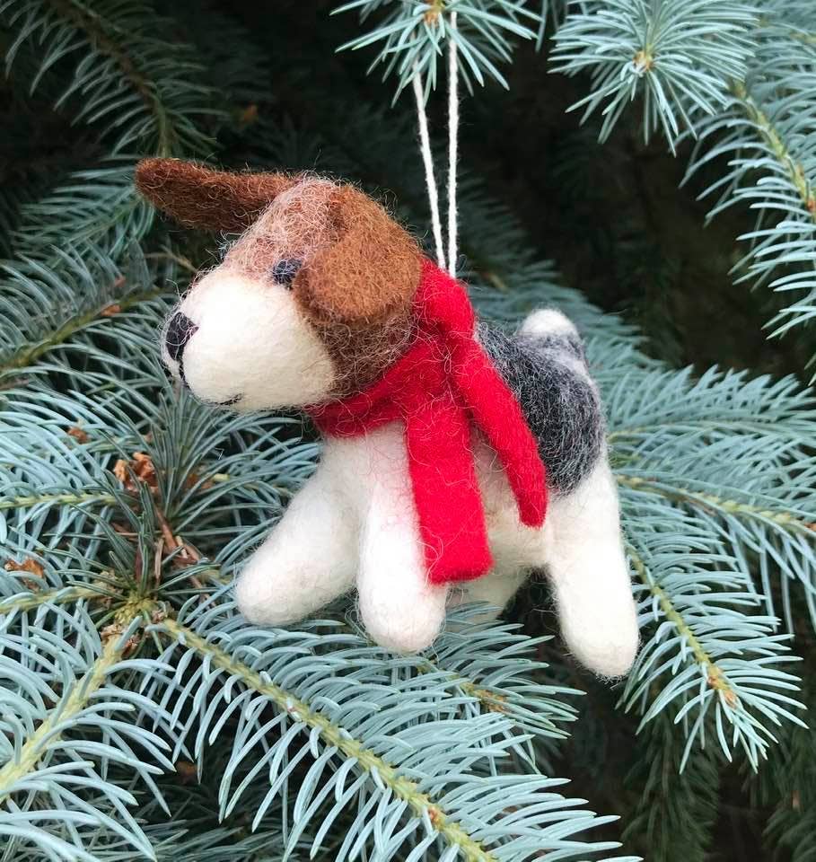 Handmade Felted Dog Ornament