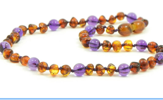 Amethyst & Amber Baby Necklace 32-33cm