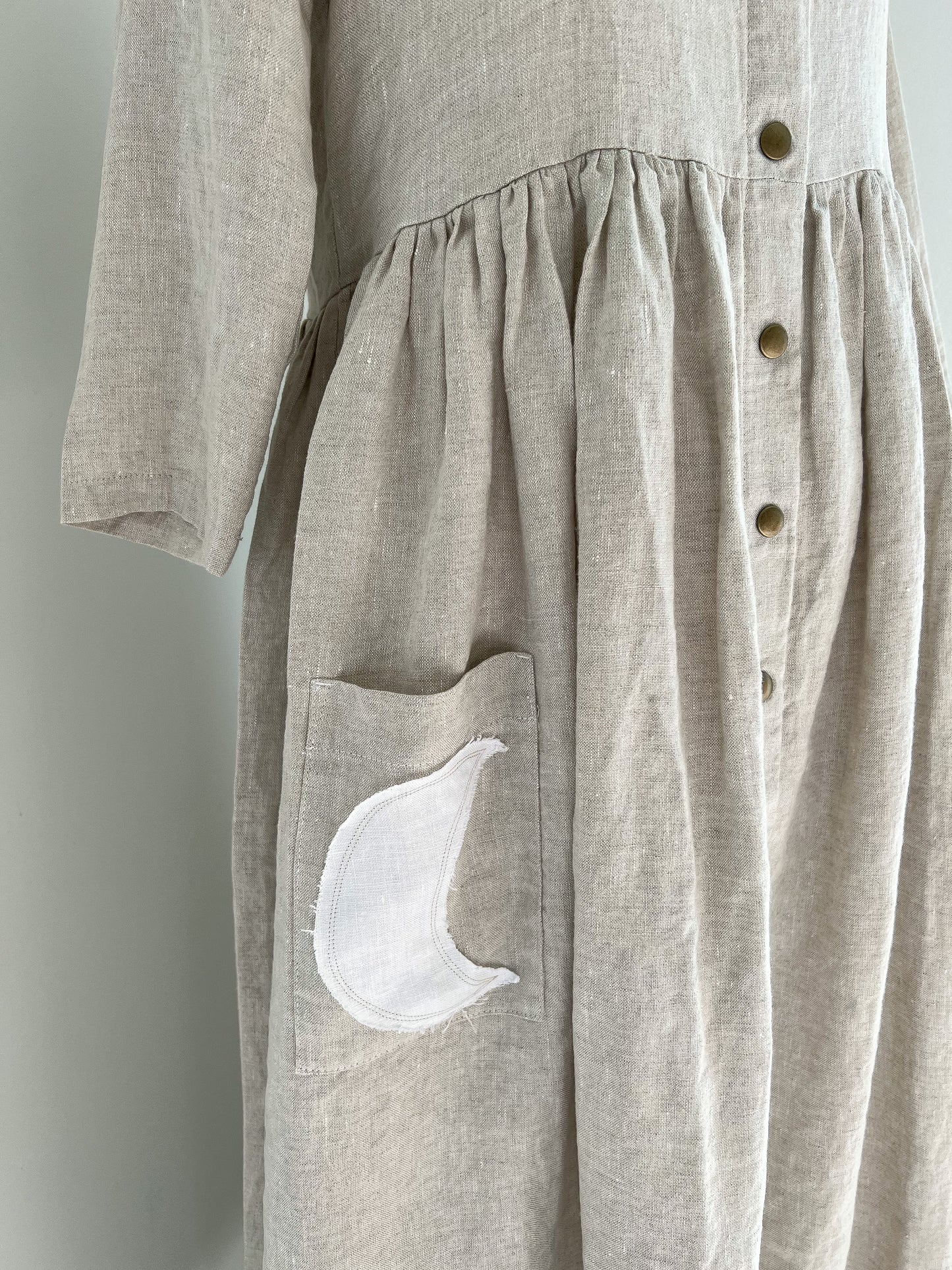 Exclusive notPERFECTLINEN Maxi Mama Dress 3/4 Sleeve - Beige (LAST OnE for Large & xL)