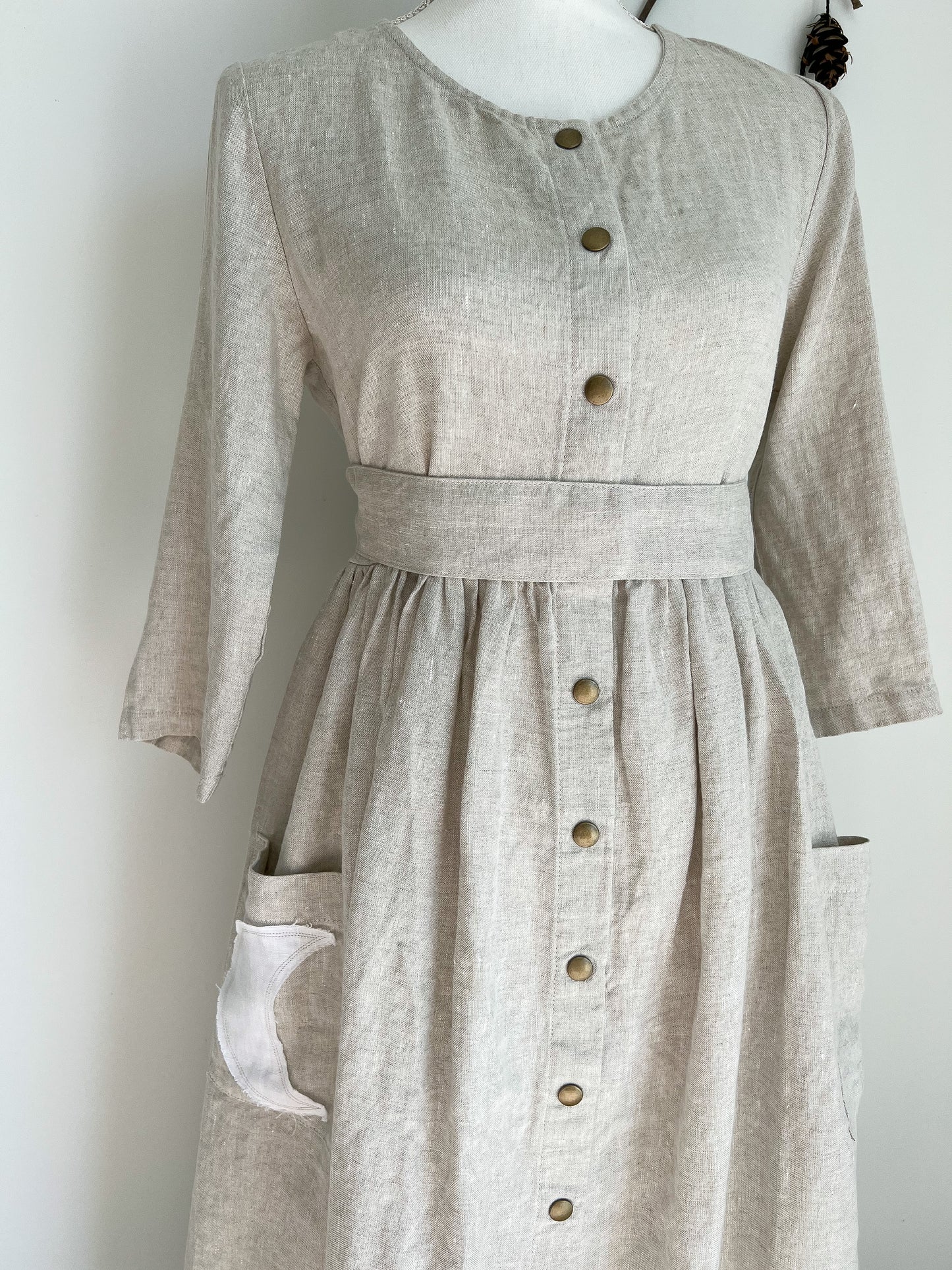 Exclusive notPERFECTLINEN Maxi Mama Dress 3/4 Sleeve - Beige