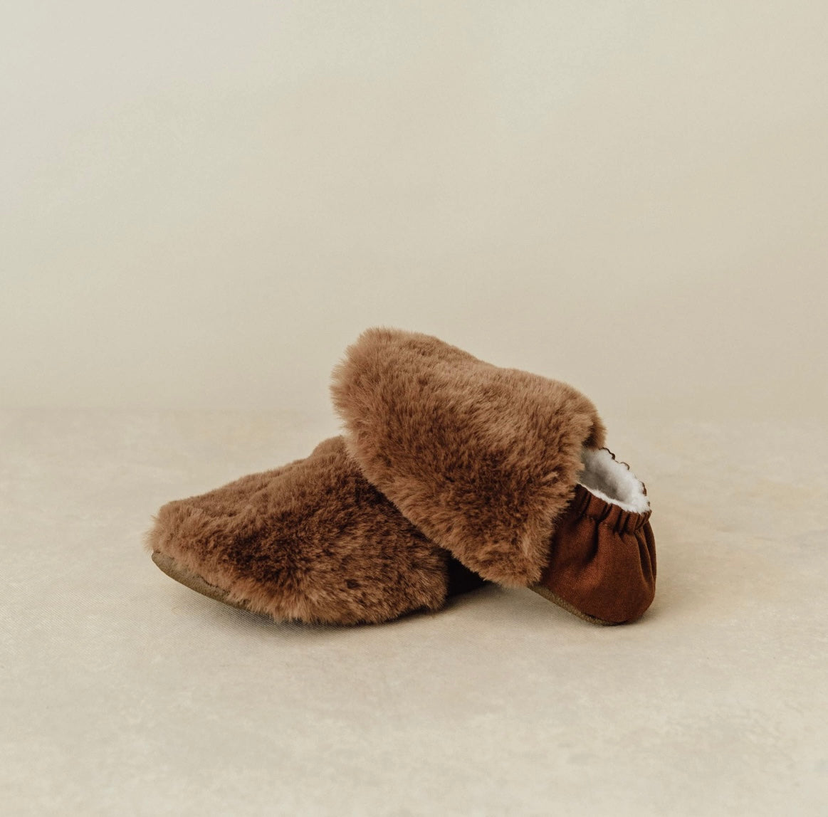 Bunny Faux Fur Slippers - Brown